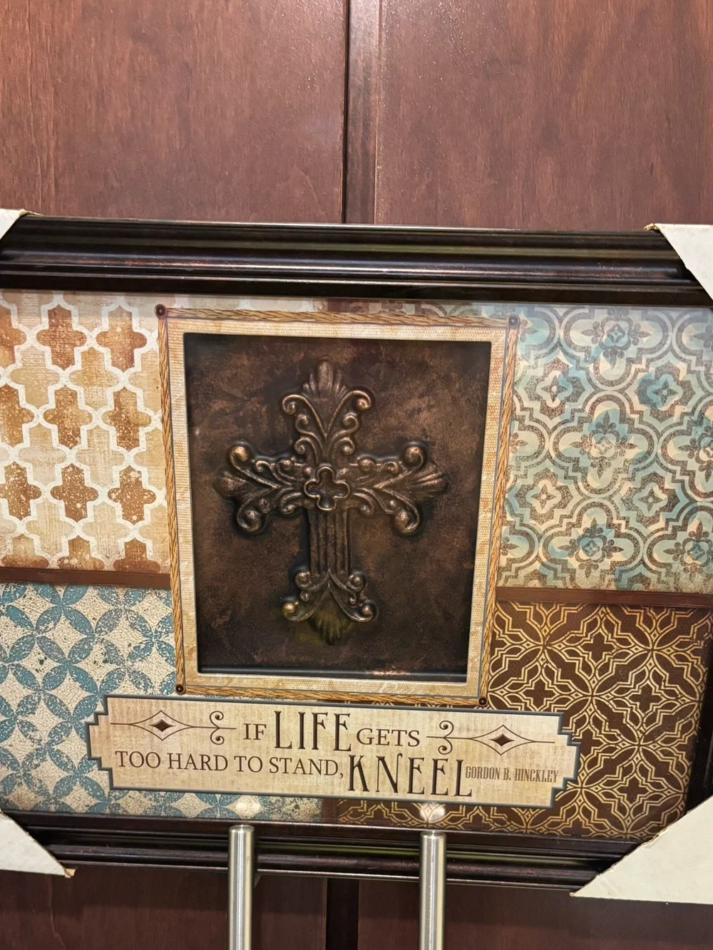 Life Gets Too Hard To Stand, Kneel Framed Wall Art - Brown/Tan